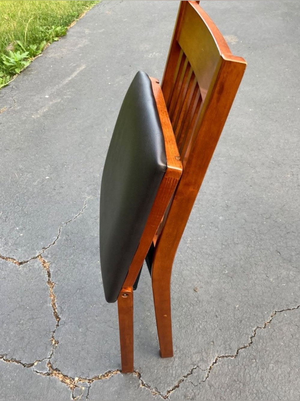 Rare Wood folding Chair with Black Padded Seat - Classic Home Dining